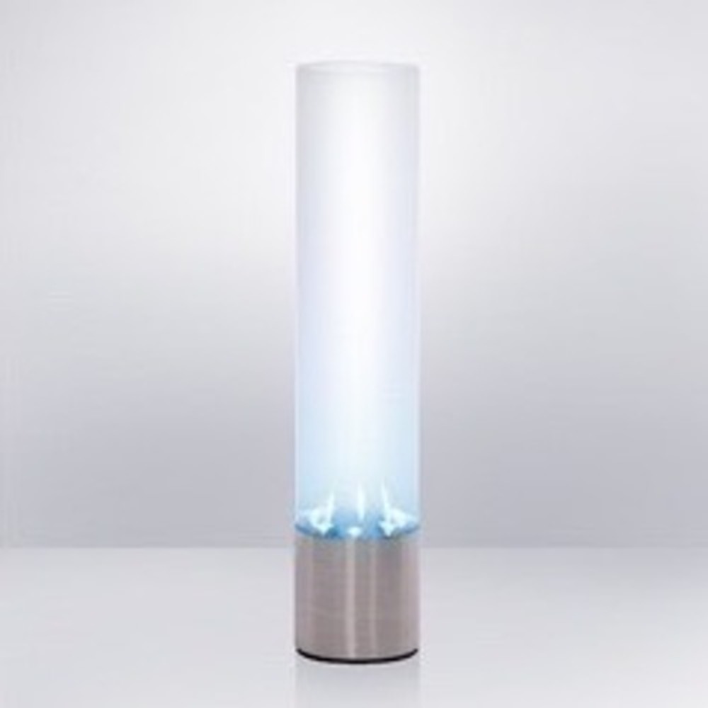 Modern Blue LED Tube Table Lamp 13" Frosted Chrome Base Ambient Light NIB